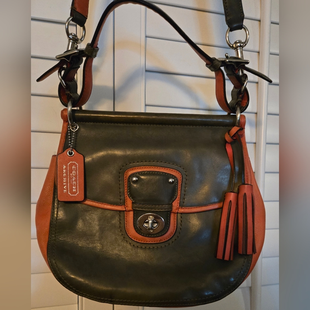 Coach Red And Charcoal Crossbody Purse